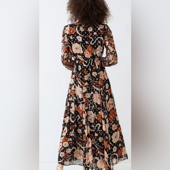 J. Crew Collection Tie-front Lurex Dress in Mixed Print Sz XS - Picture 3 of 10